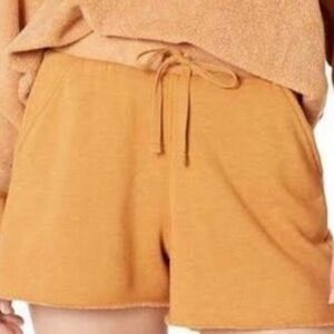 FREE People intimates Kelly Drawstring Raw Edge Shorts Cognac Brown tangerineNew